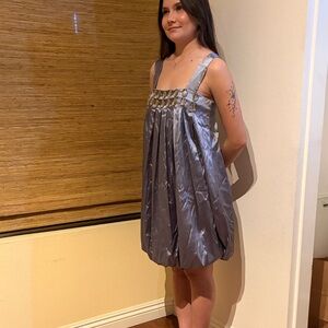 Stylish Silver Pleated Dress
